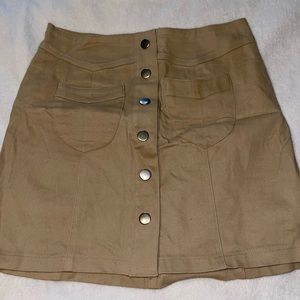 Tan button up miniskirt - Small